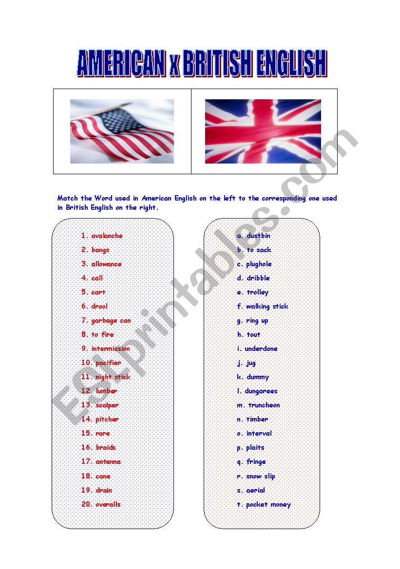 American X British English - SECOND PART (out of 2)