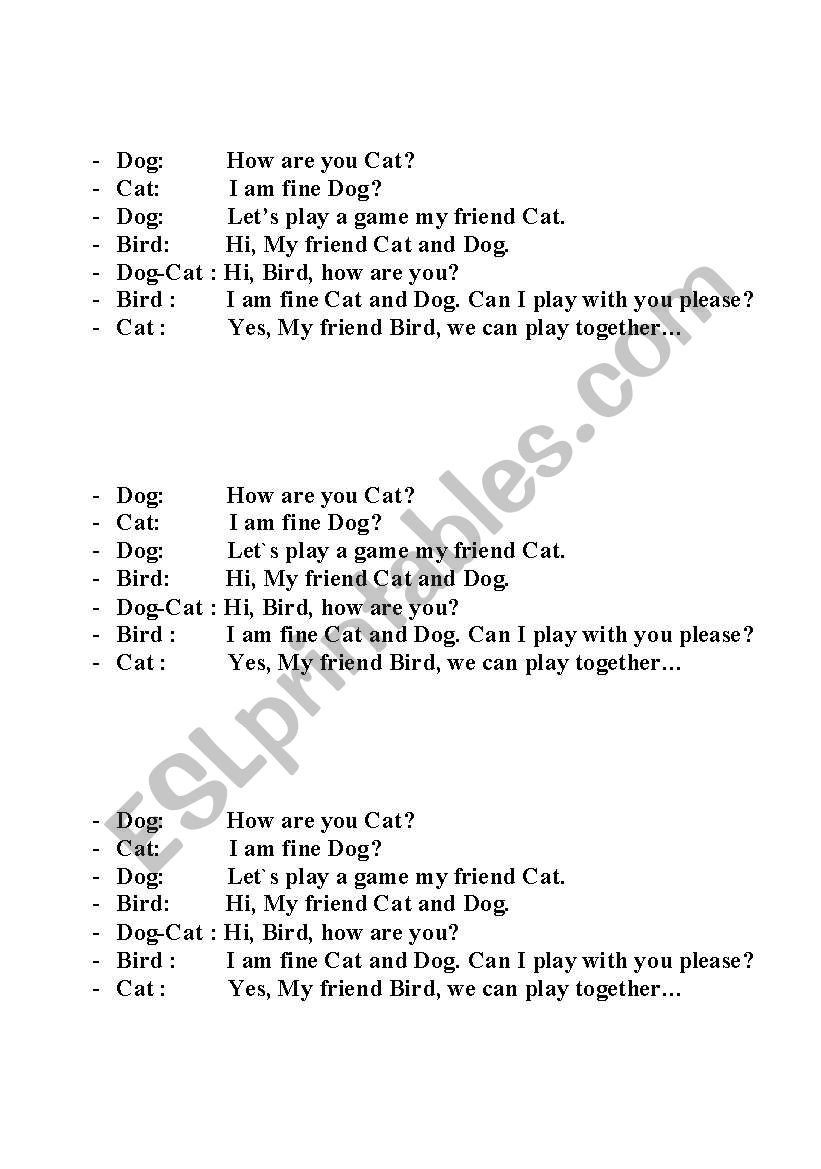 Role Play - Animlas worksheet