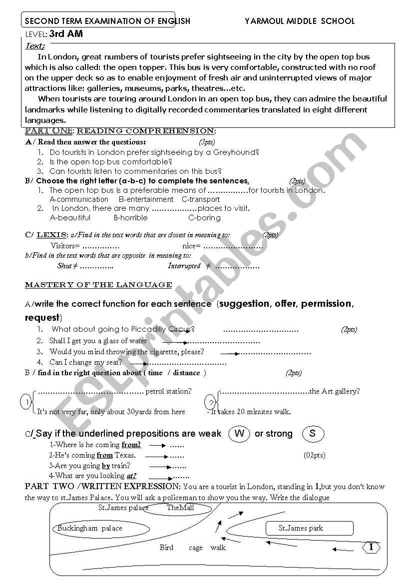 3rd grade test worksheet