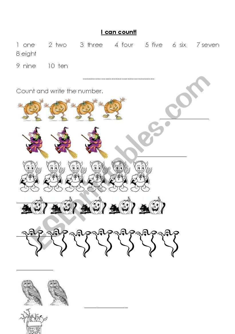 I can count 1 to 10 worksheet