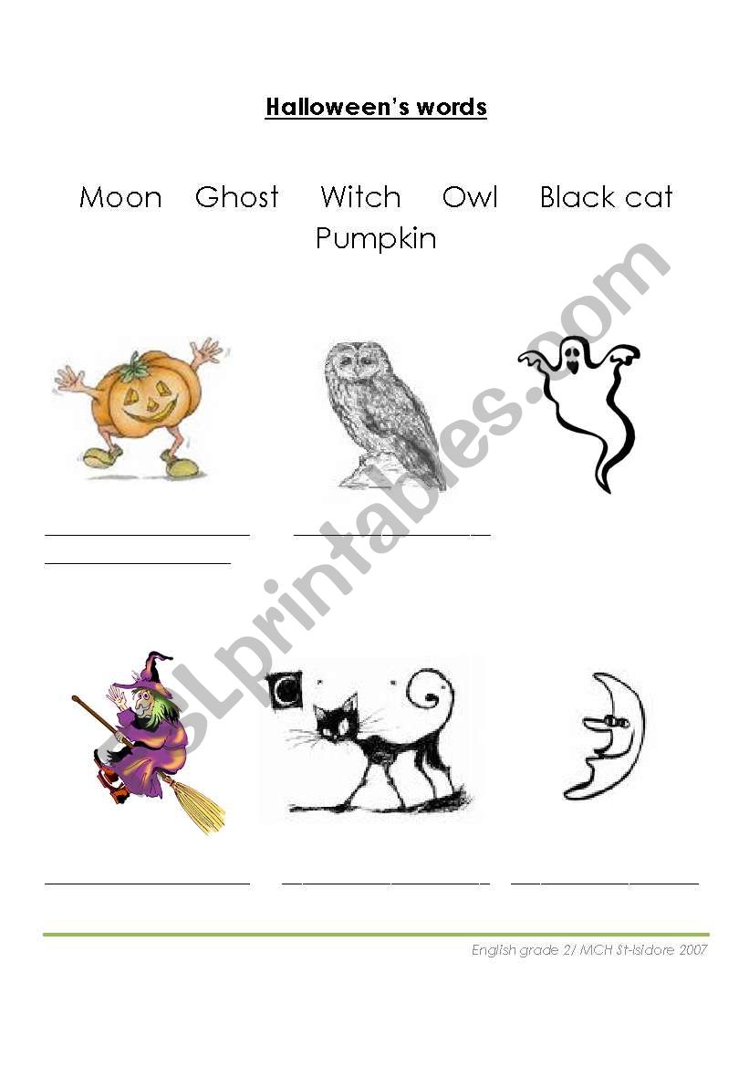 Halloweens words worksheet