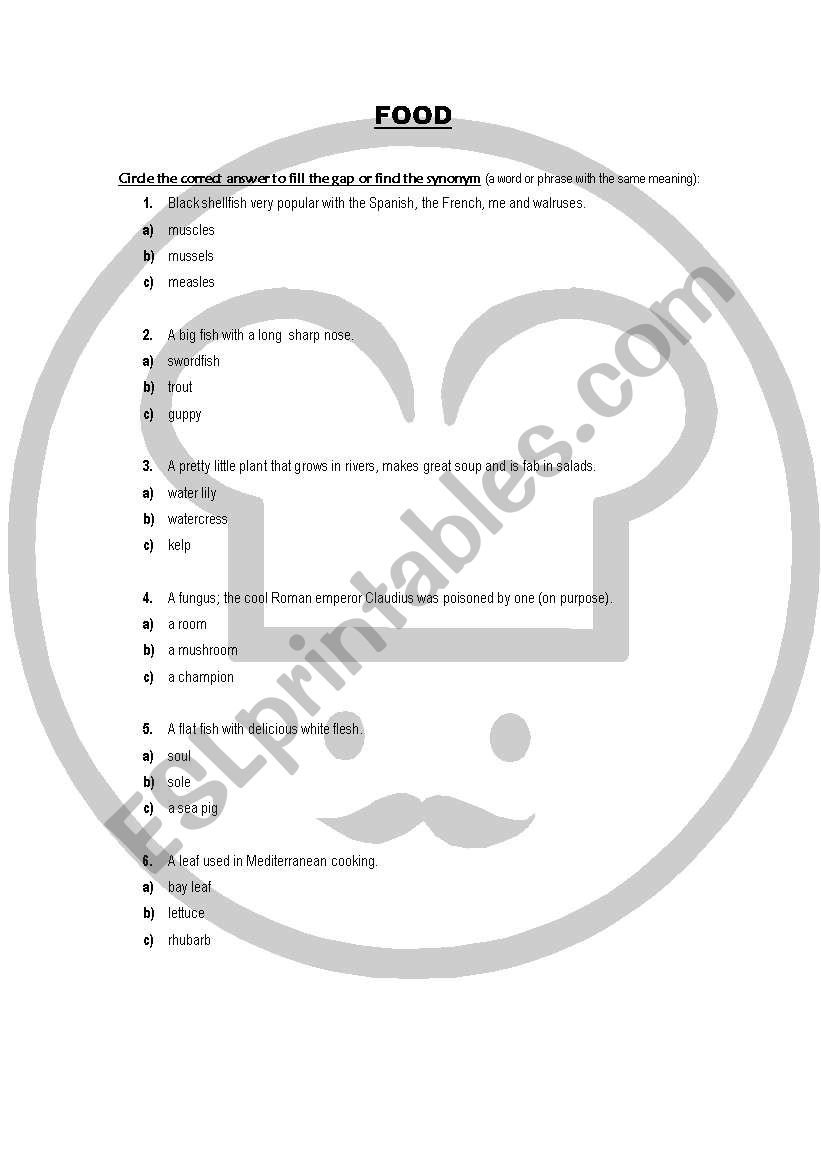 Food worksheet