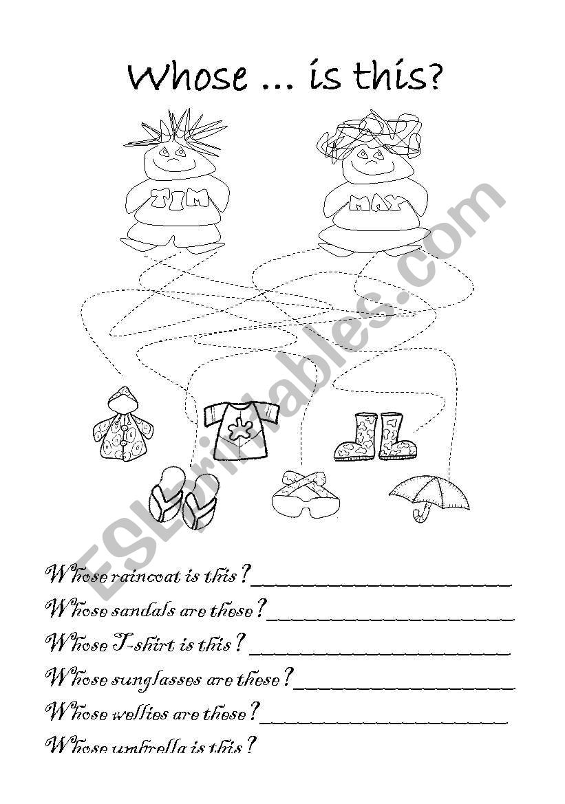 May & Tim. Whose... is this? worksheet