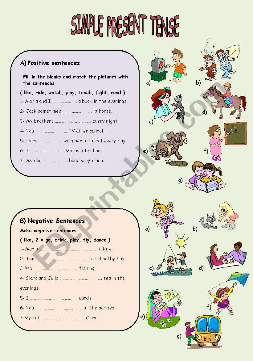 Simple present tense worksheet