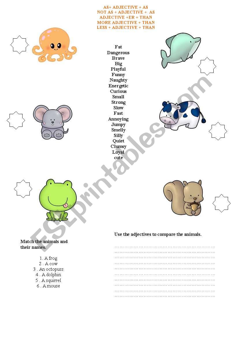 COMPARISONS AND ANIMALS worksheet