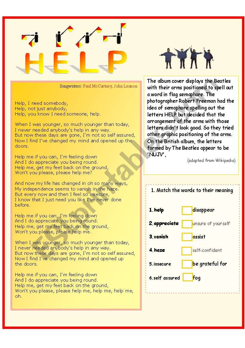 The Beatles - Help worksheet