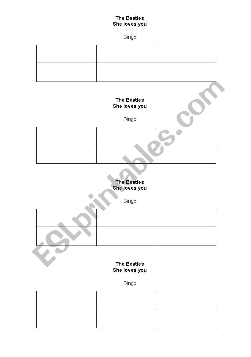 She loves you worksheet