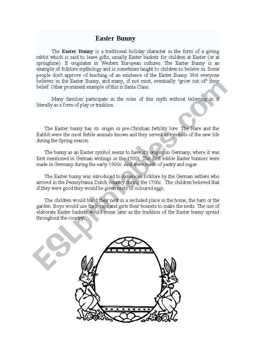 Easter Bunny Story worksheet