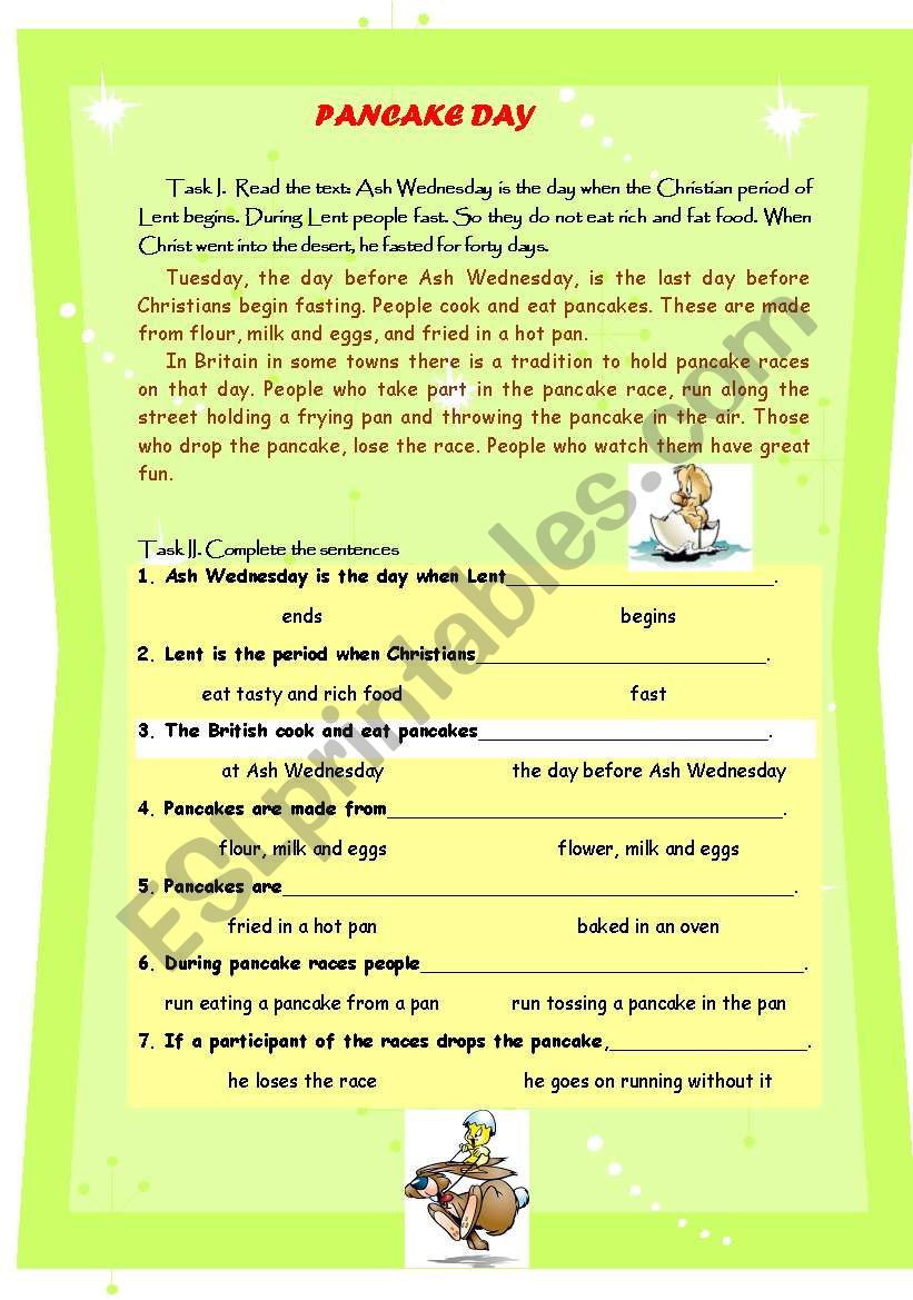 Pancake Day worksheet