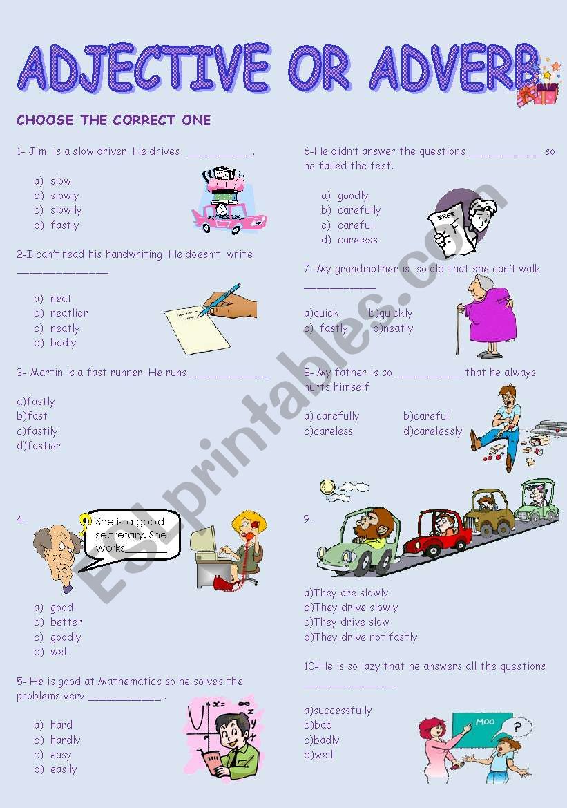 ADJECTIVE OR ADVERB worksheet