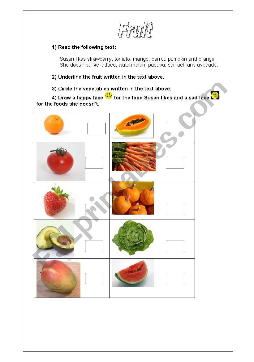 Fruit worksheet