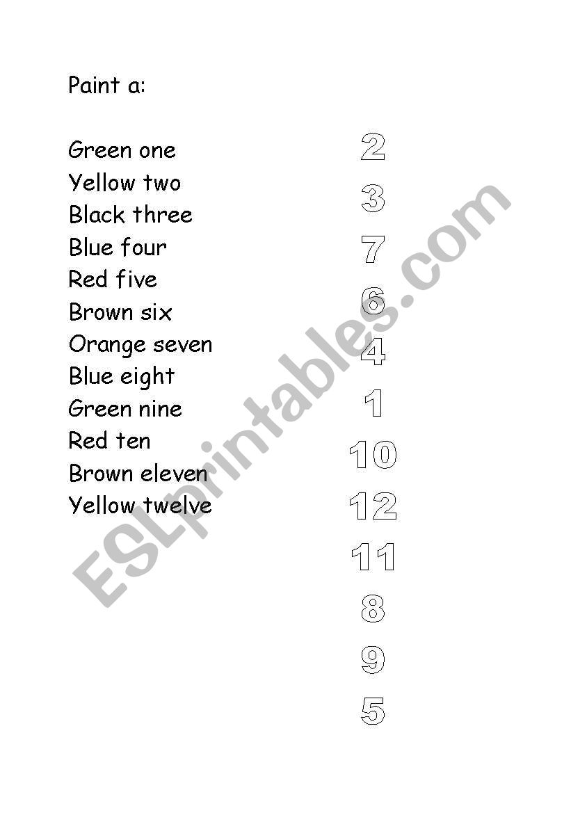 Paint the numbers! worksheet