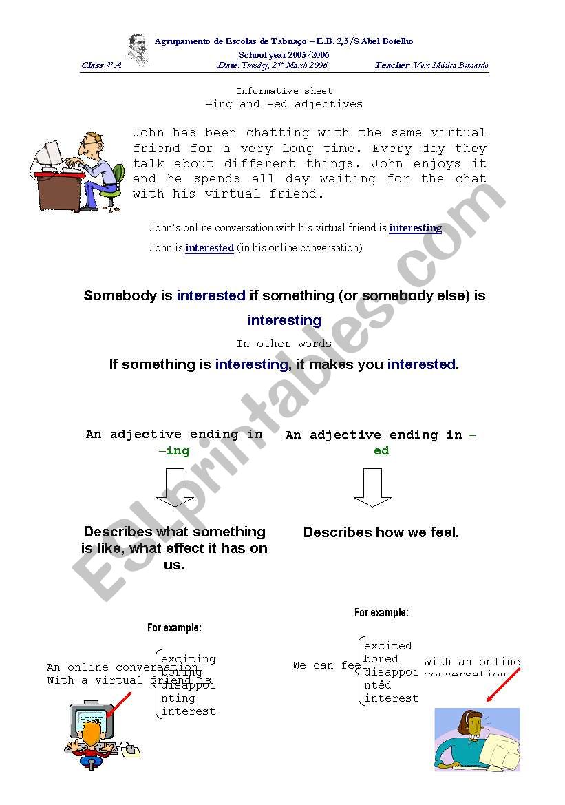 ing and -ed adjectives worksheet