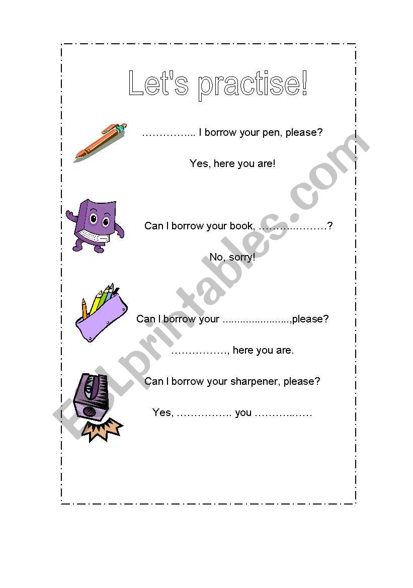 Can l borrow...? worksheet