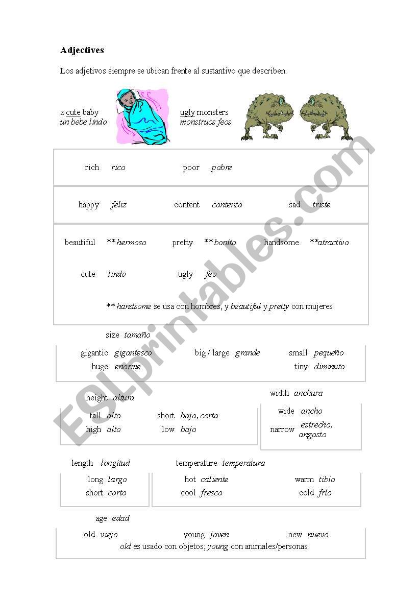 Adjectives and nouns worksheet
