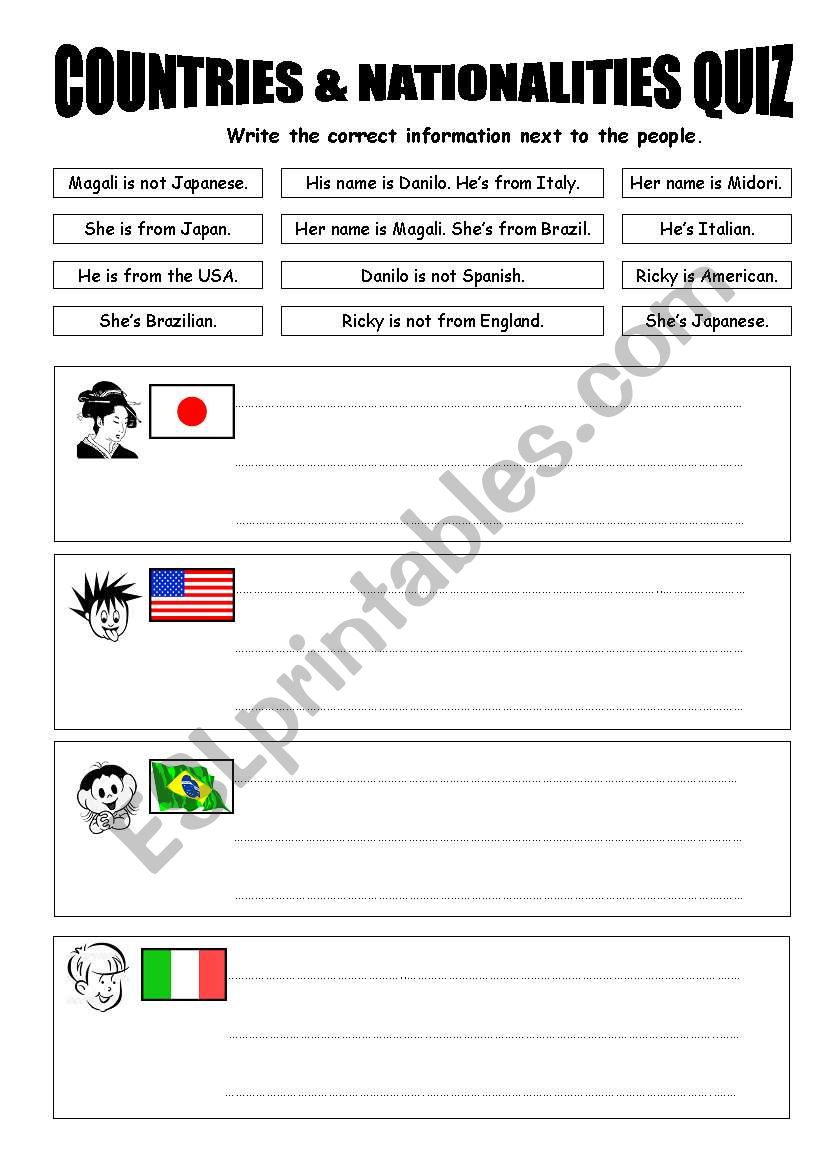 LOGIC QUIZ - Countries and Nationalities 