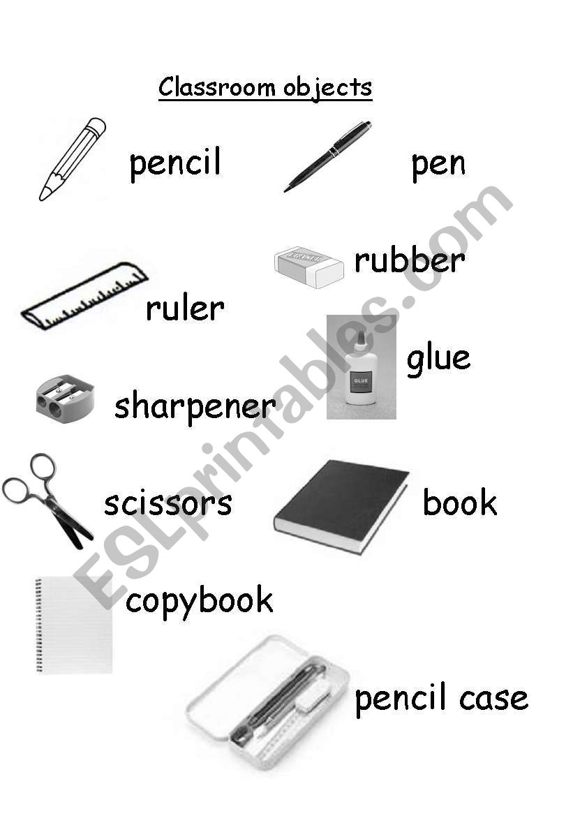 Classroom objects worksheet