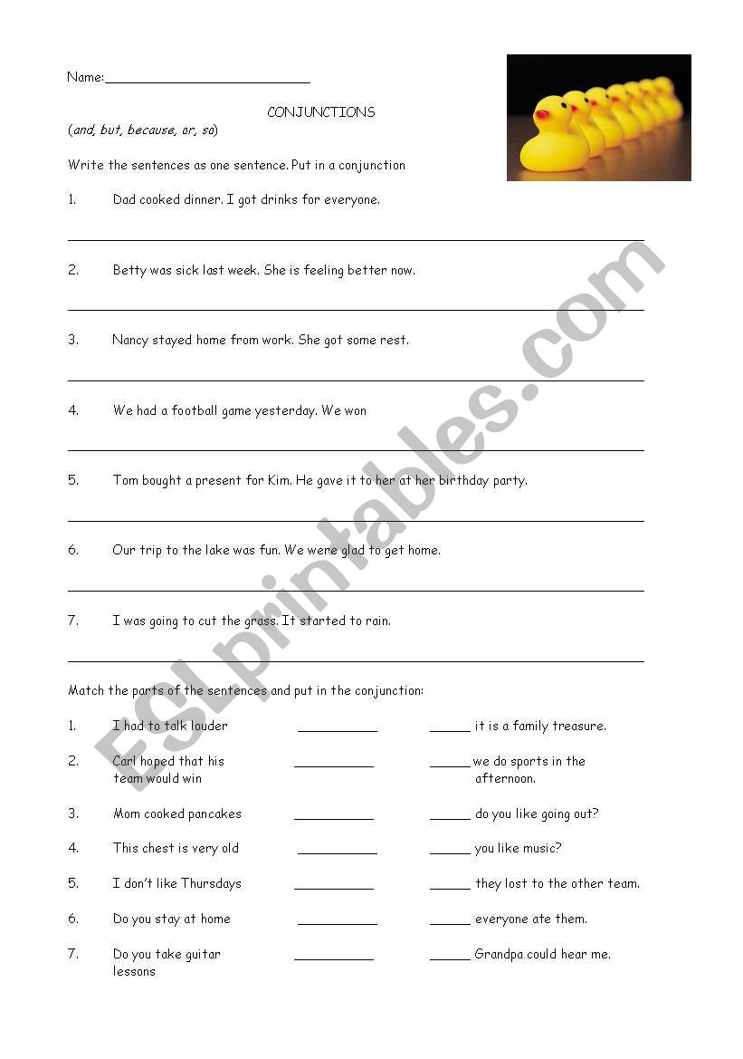 CONJUNCTIONS worksheet