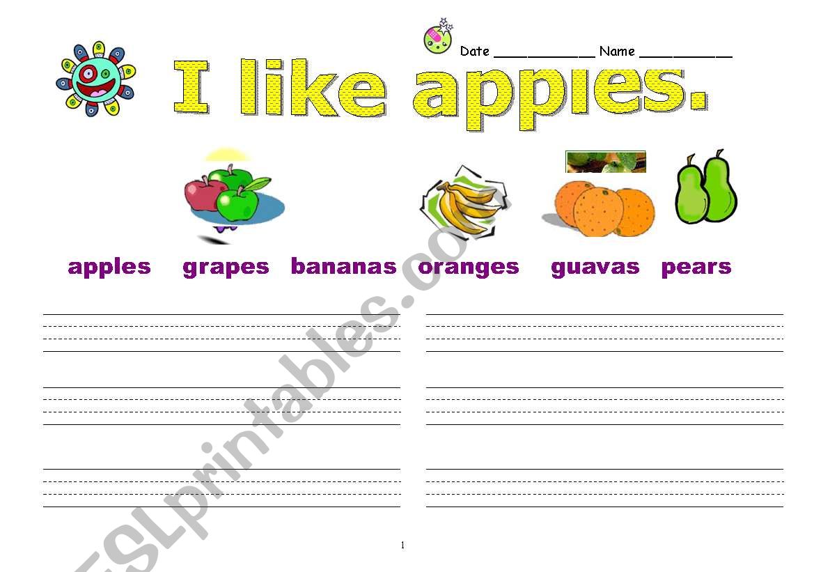 I like + fruit worksheet
