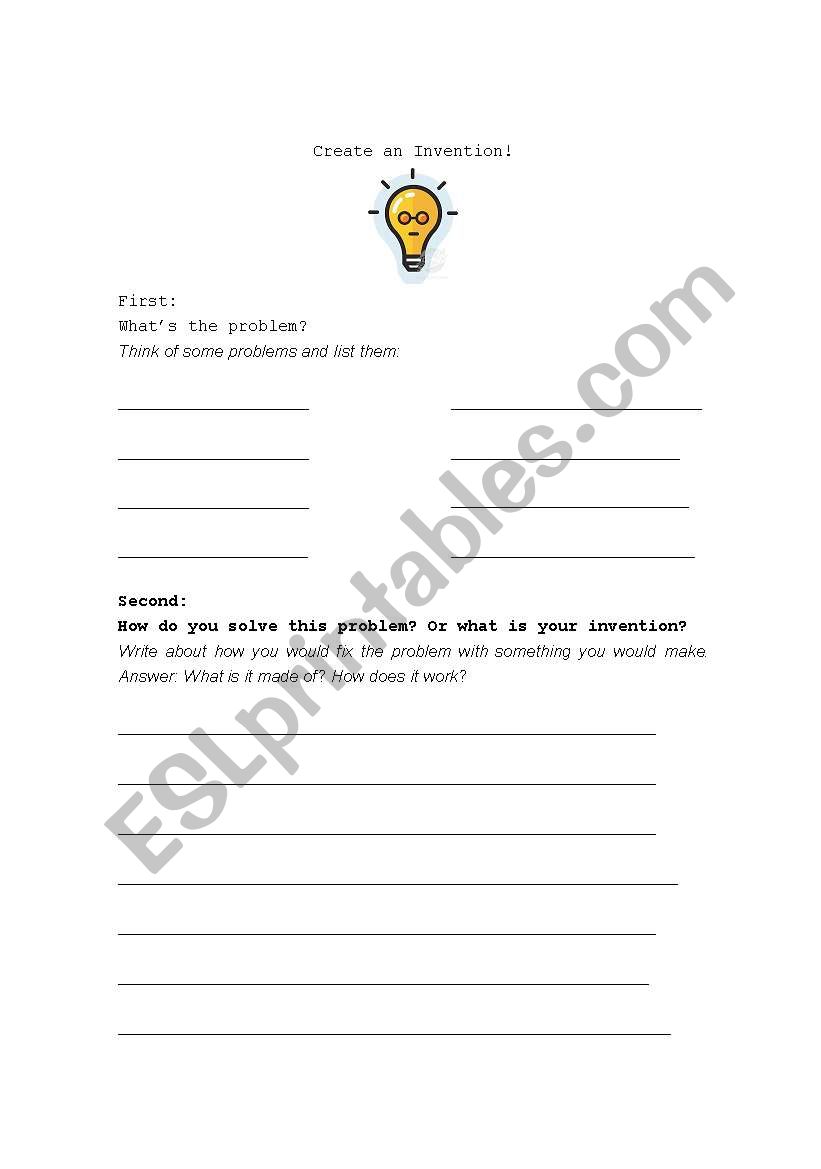 Make your own invention worksheet