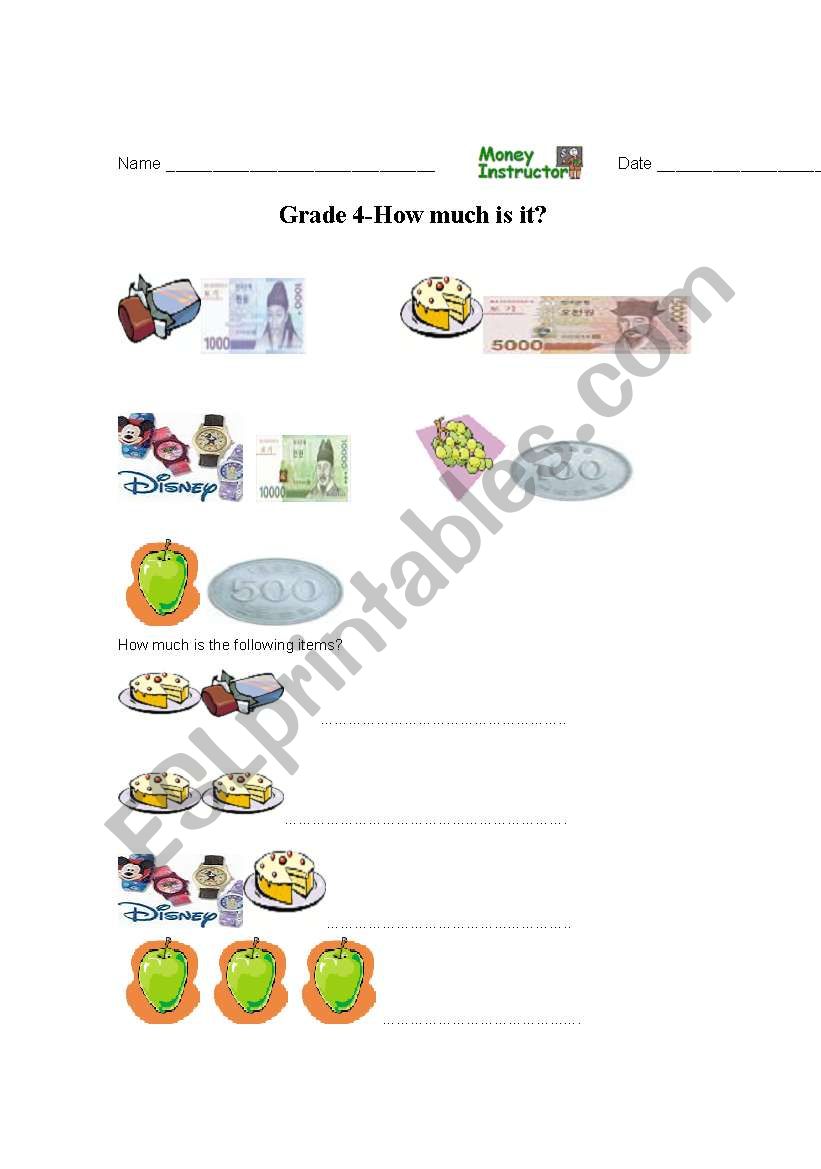 How much is it? worksheet