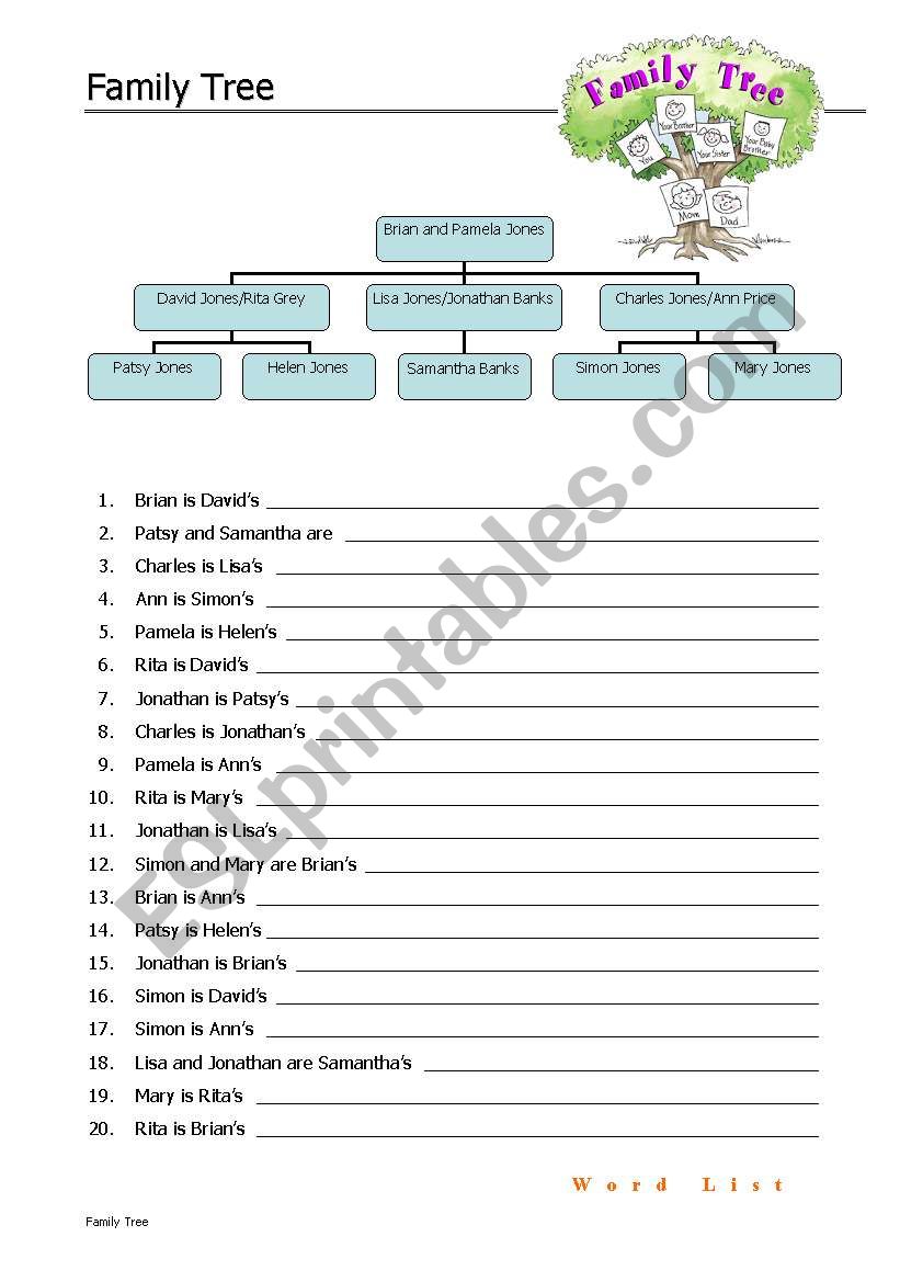 Family Tree worksheet