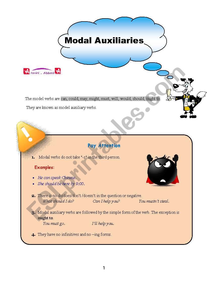 Modal Auxiliaries (1) worksheet