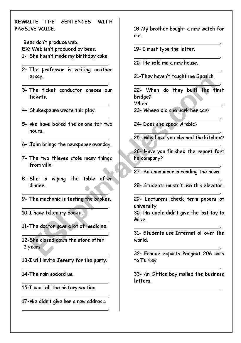 PASSIVE VOICE worksheet