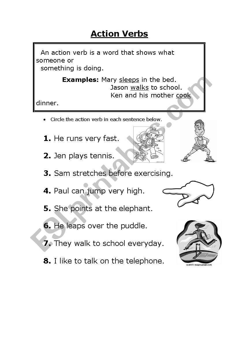 Action Verbs worksheet