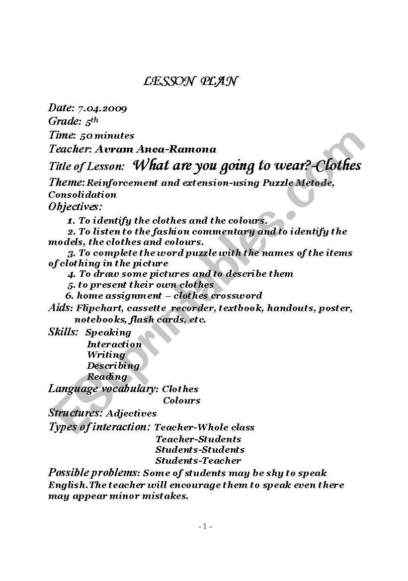 lesson plan worksheet