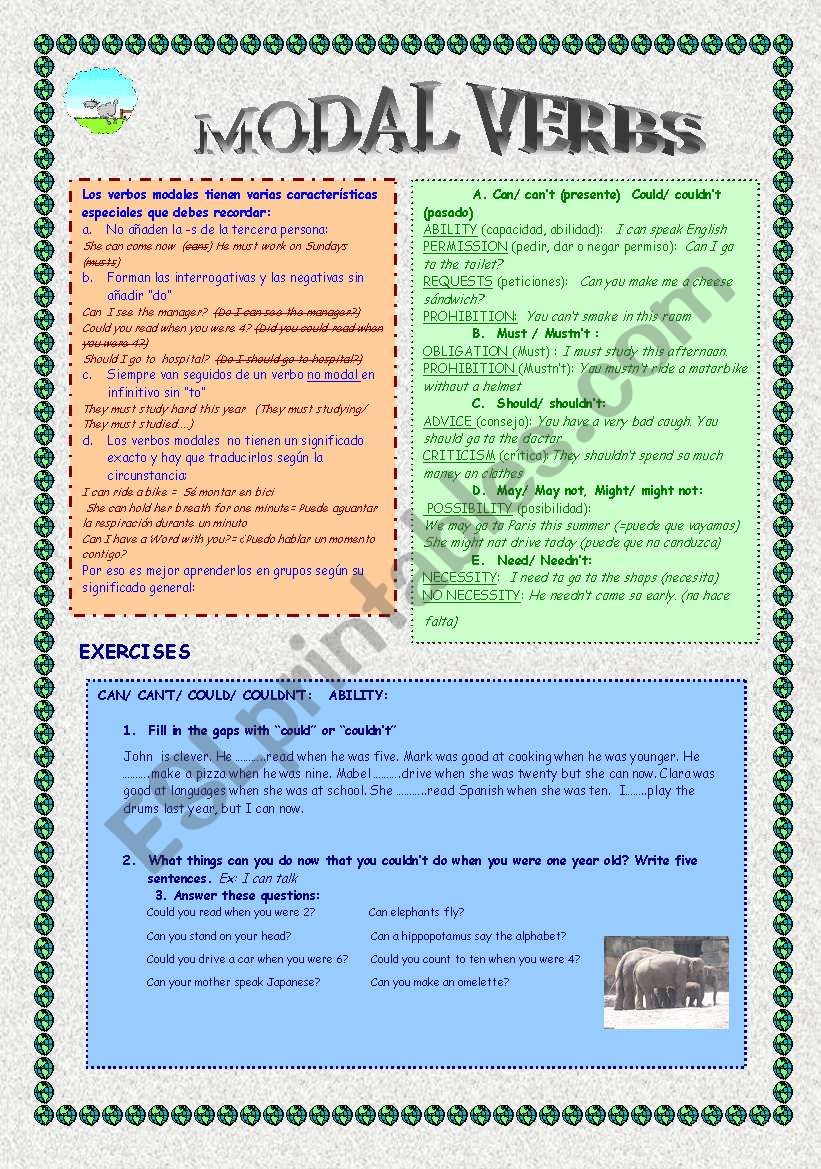 Modal Verbs worksheet