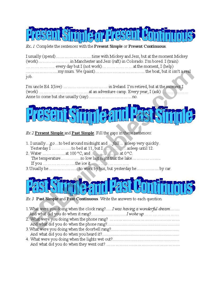 tenses revision worksheet