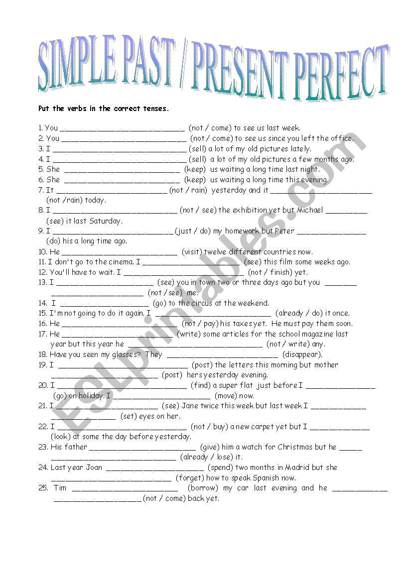 PAST SIMPLE / PRESENT PERFECT - ESL worksheet by anaromão