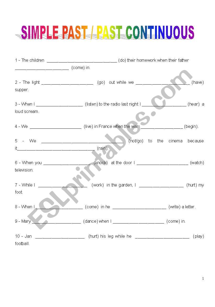 PAST SIMPLE / PAST CONTINUOUS worksheet