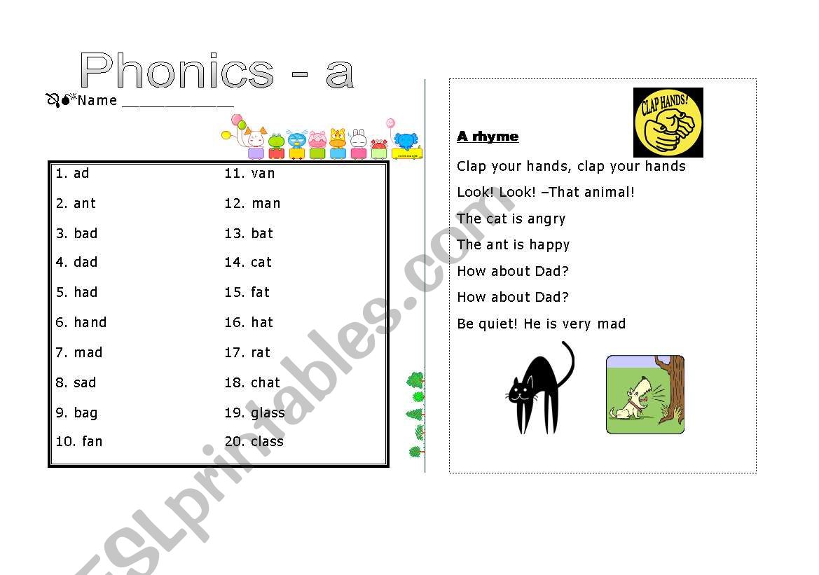 Phonics - a worksheet