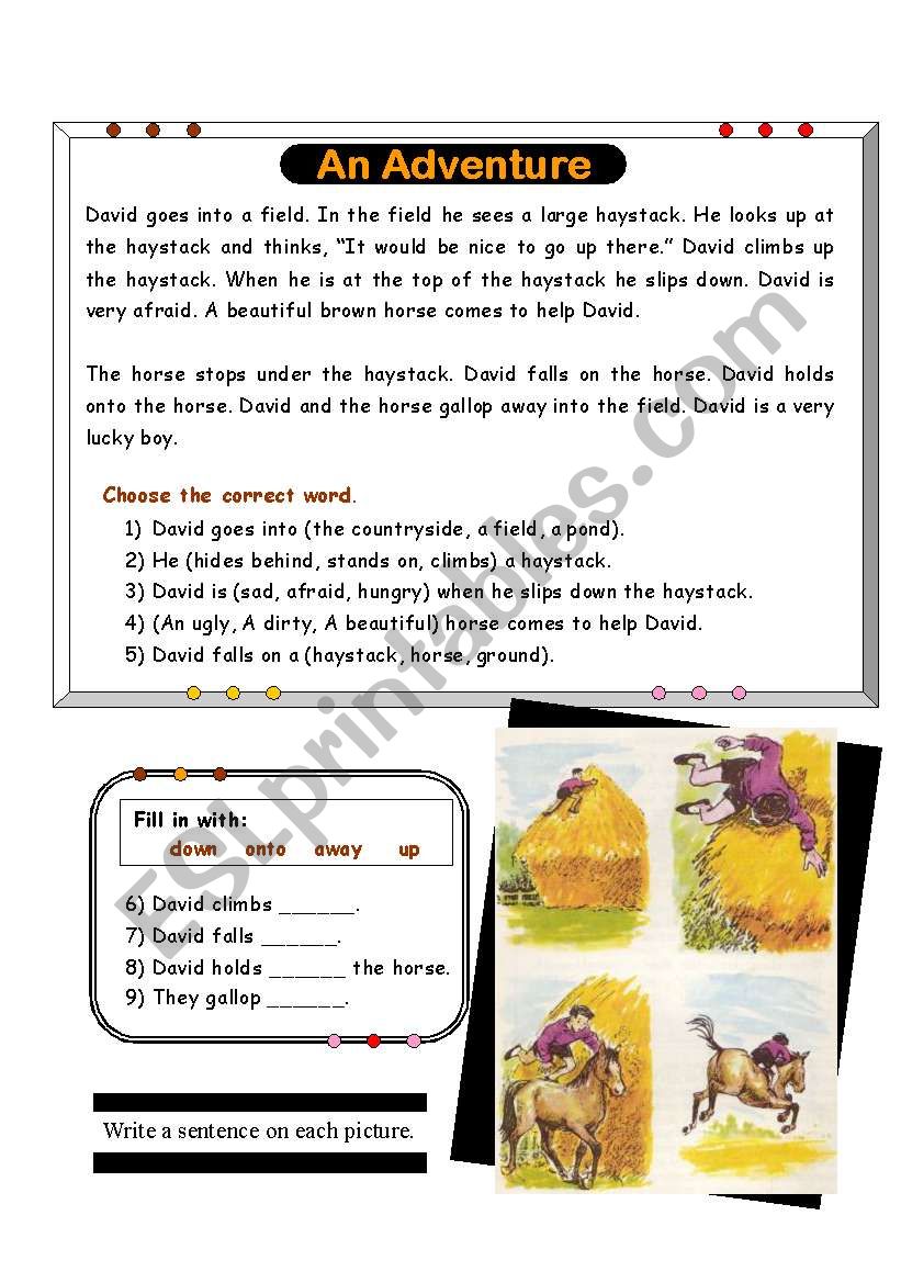 An Adventure worksheet