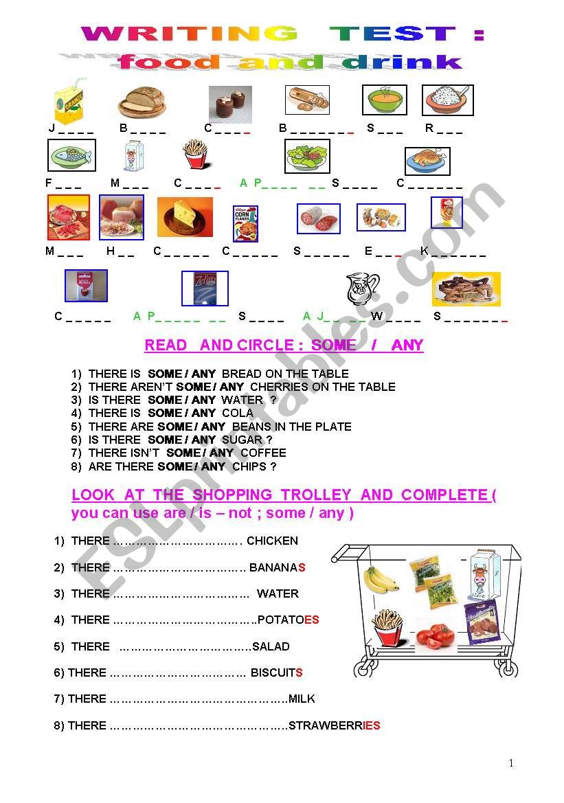 A WRITING TEST : food and drink