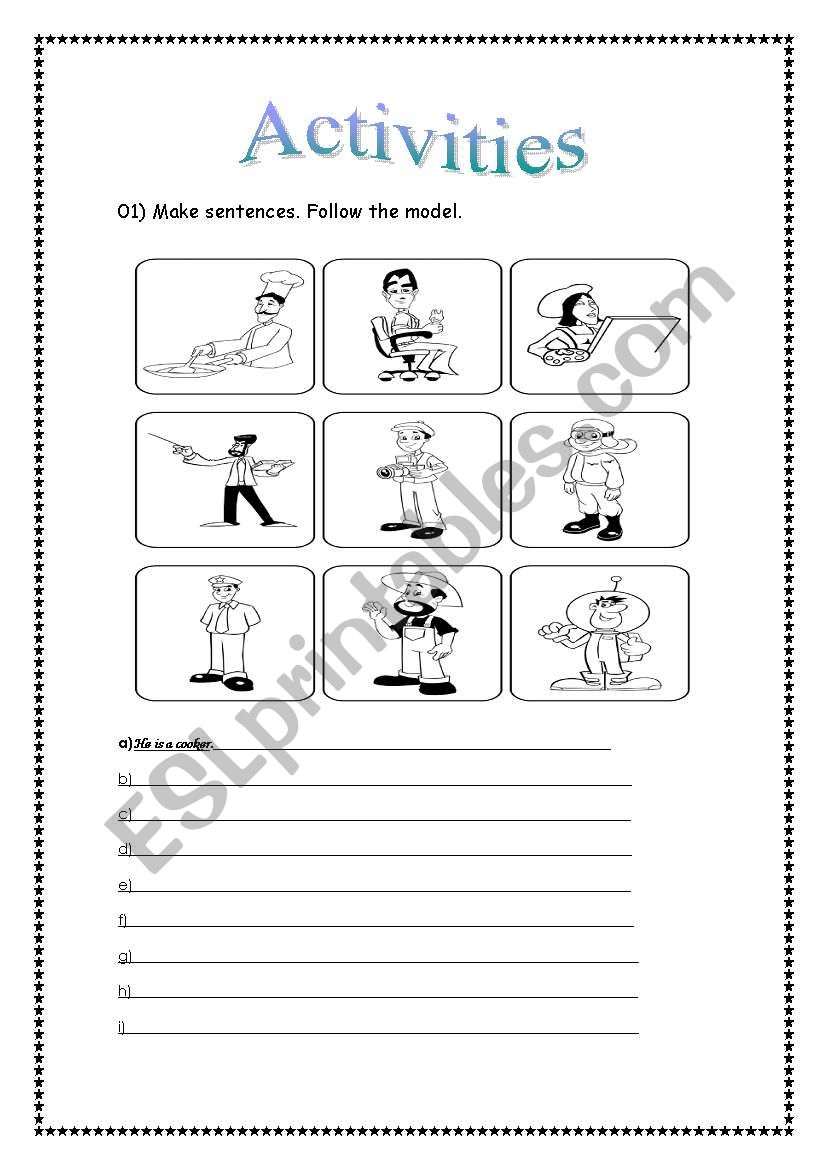 professions and sentences worksheet