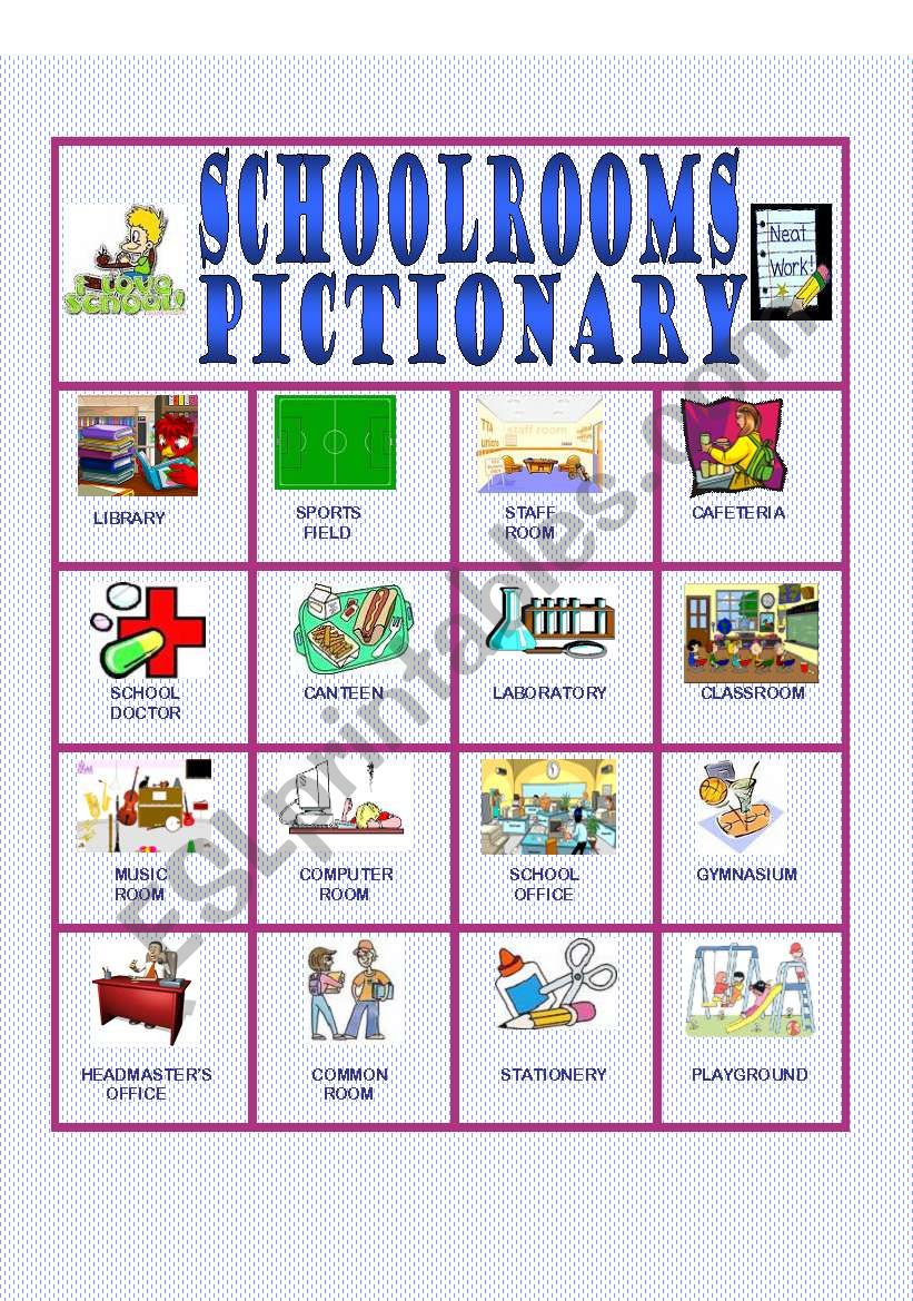 Schoolrooms Pictionary worksheet