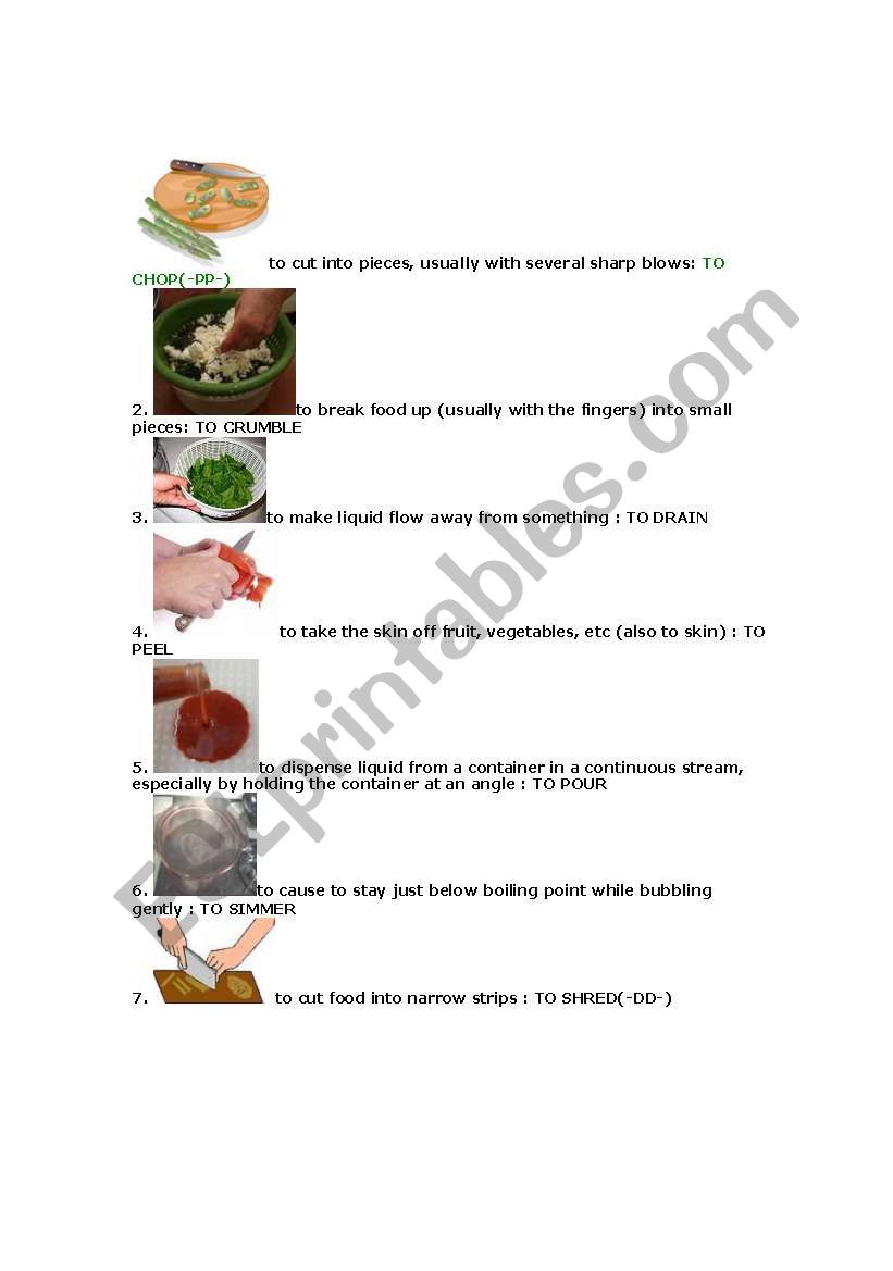 COOKING WORDS worksheet