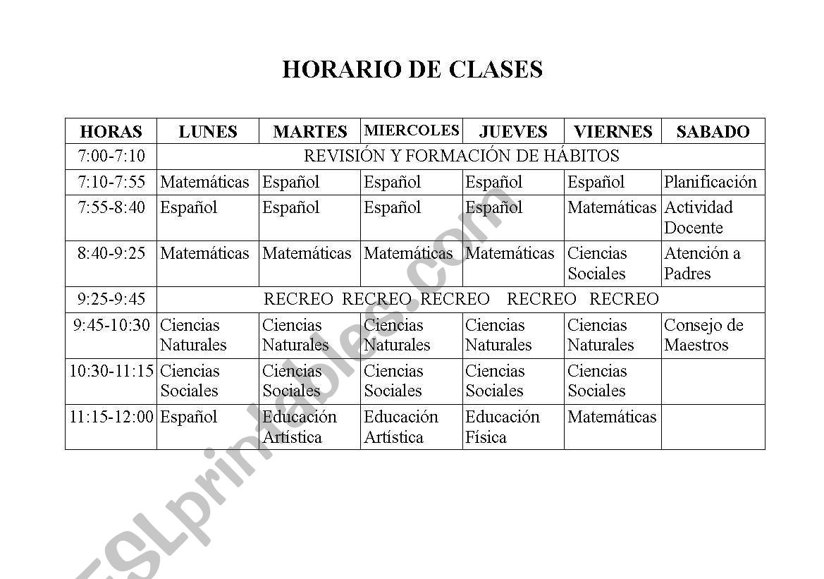 Schedule worksheet