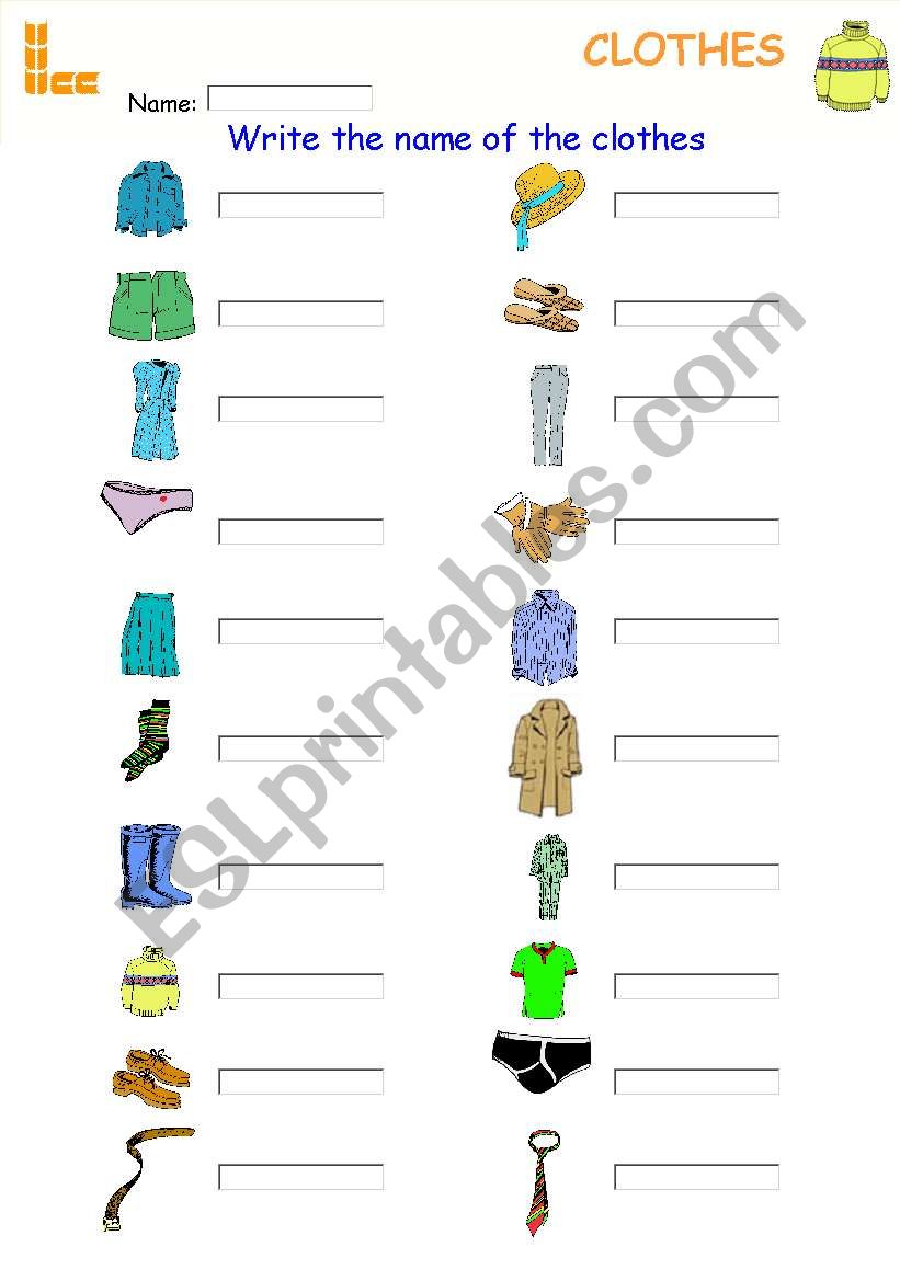 Clothes  worksheet