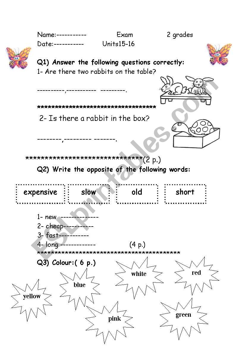 DIFFERENT EXERCISES FOR  KIDS worksheet