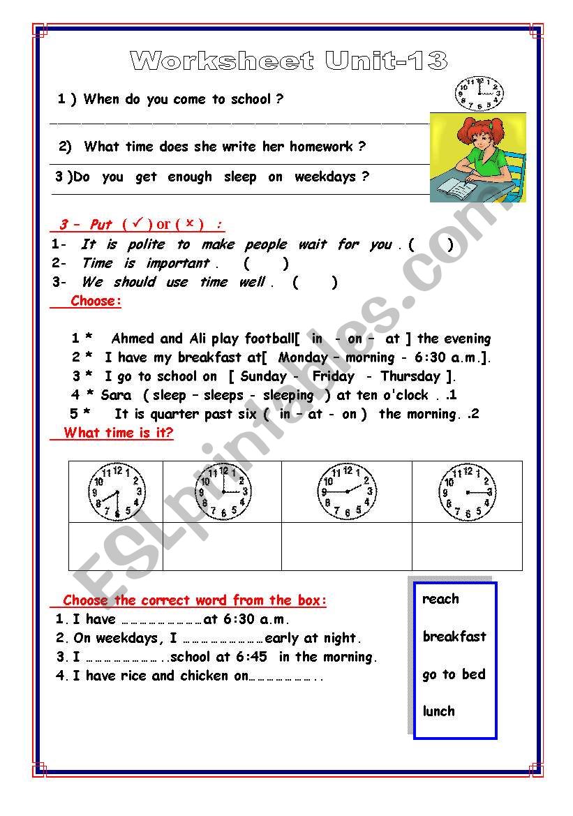 time worksheet