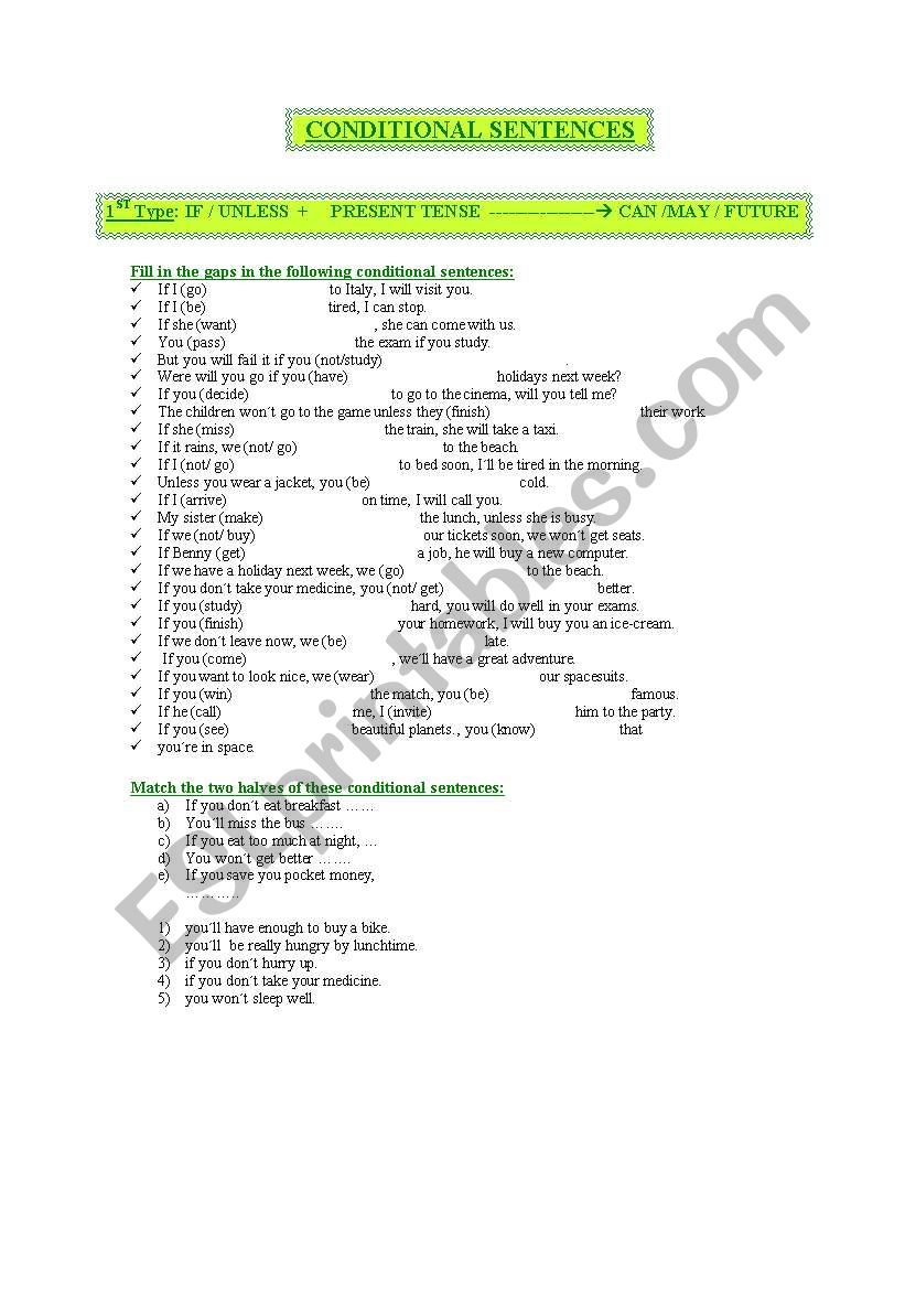 Conditional sentences: 1st type