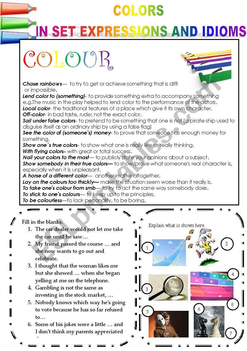 COLORS IN SET EXPRESSIONS AND IN IDIOMS! (PART 13) COLOR