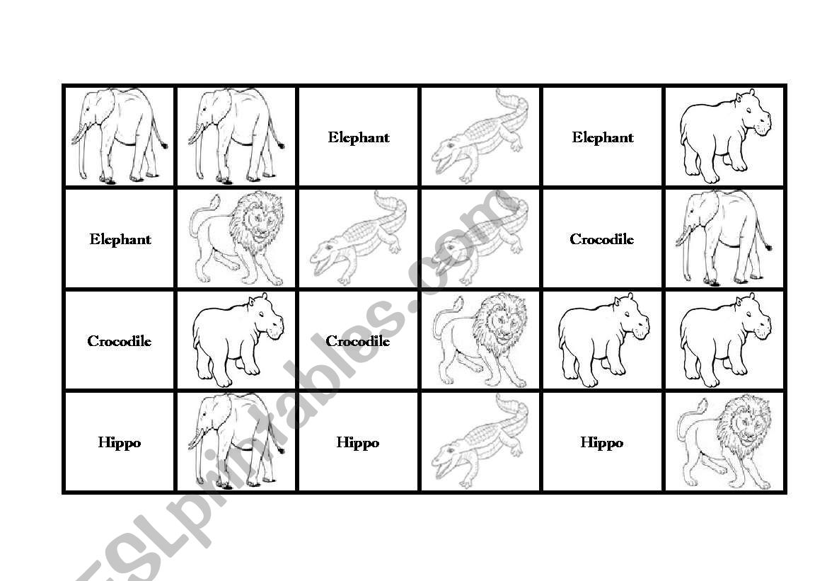 Wild Animals (Domino Set 1) worksheet