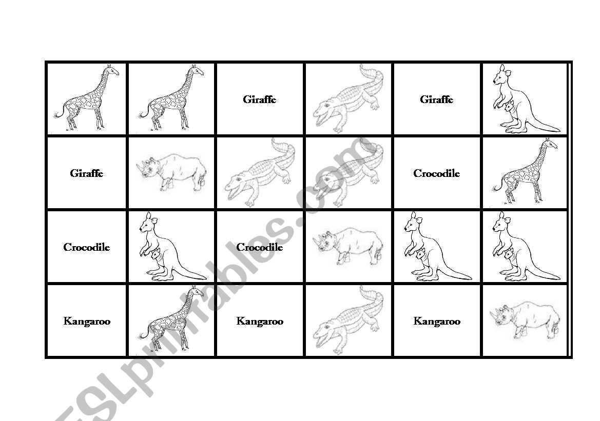 Wild Animals (Domino Set 2) worksheet