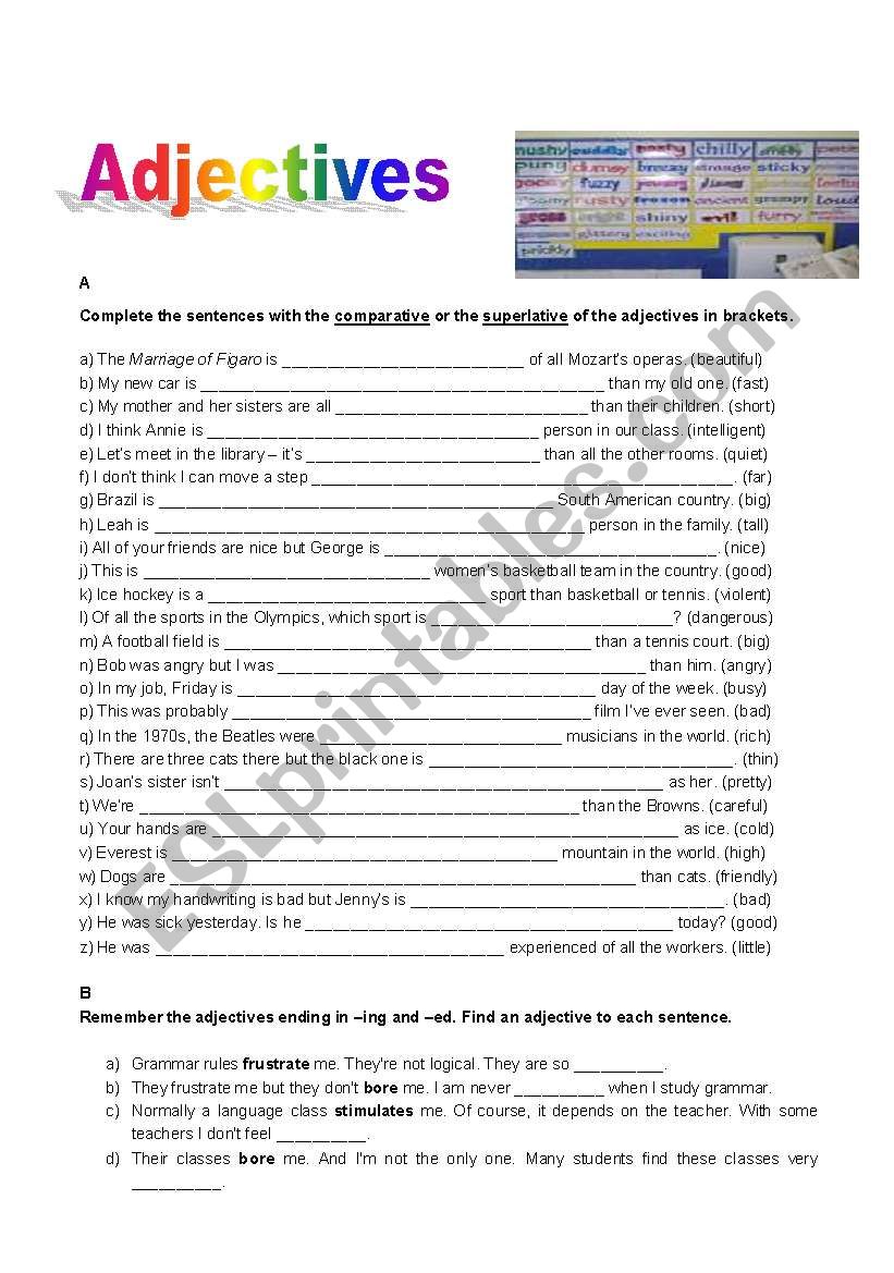 Adjectives worksheet