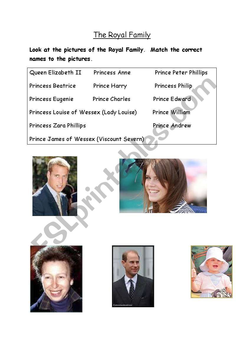 The Royal Family worksheet